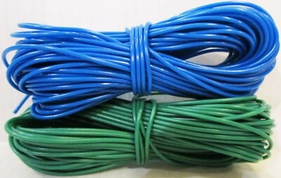 Model Railway / Railroad Wire 2 x 10m Roll 16/0.2mm 3A / 1 EACH BLUE + GREEN - Image 1 of 4