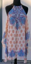 Bisou Bisou Michelle Bohbot  Scarf Dress Chain link neck Stretch tank slip Sz 10