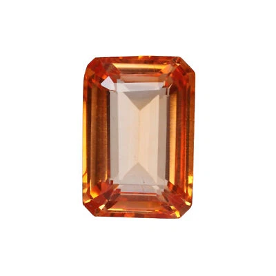 Brazil Orange Color Morganite Emerald Cut 16.00Ct Lab Created Loose Gemstone - Image 1 of 4