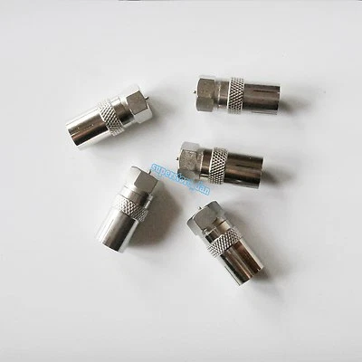 1Pcs F Male Plug to IEC PAL DVB-T TV 9.5mm female straight adapter connector - Image 1 of 4