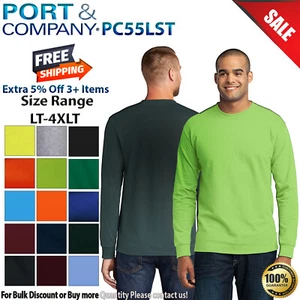 Port & Company PC55LST Mens Big & Tall Long Sleeve Core Blend Crew Neck T-Shirt - Picture 1 of 20