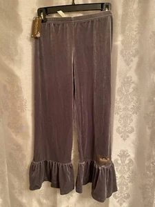 Matilda Jane Gray Velvet Pants Big Ruffle Cropped Pull On Wide Leg girl's 8 new - Picture 1 of 1