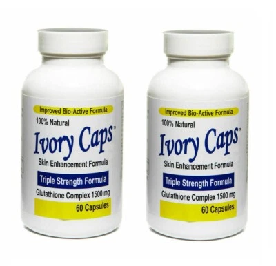 IVORY CAPS GLUTATHIONE SKIN WHITENING 1500 MG THISTLE - 2 BOTTLES - Image 1 of 2