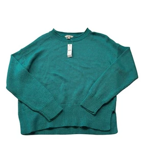 J. Crew Women’s Small Relaxed Cotton Linen Beach Sweater Green NWT Coastal - Picture 1 of 13