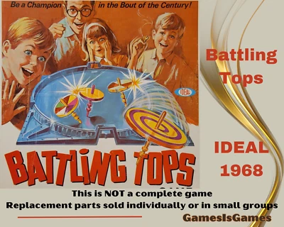 Board Game Parts: BATTLING TOPS, Ideal, 1968, replacement pieces battle - Image 1 of 2