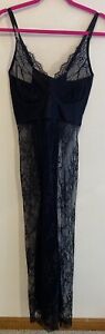 Coquette Lingerie Sheer Lace Maxi Long Nightgown Plus Size 3X/4X Black Teddy