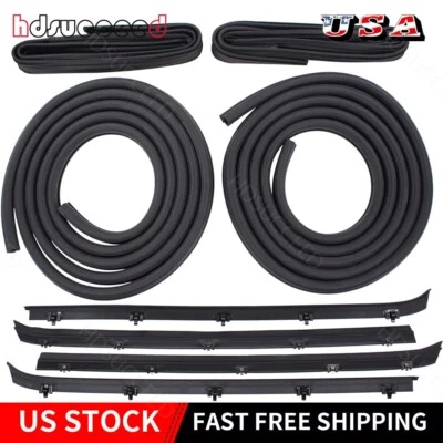 for Chevy GMC Truck Front Door Window Run Sweep Felts Weatherstrip Seals Kit Set - Image 1 of 4
