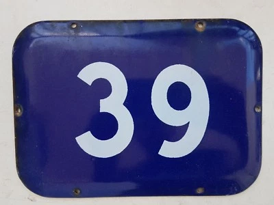 Genuino GRANDE Vintage ISRAELI Esmalte Porcelana Número 39 Casa Signo # 39 Foto 1 de 3