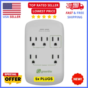 Wall Mount Power Strip – 5 Smart Outlets Surge Protector w/ USB & Energy Saving - Picture 1 of 3