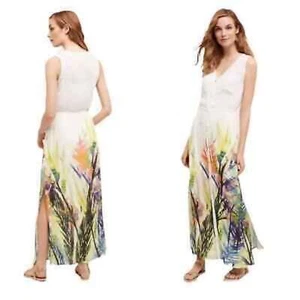 Maxi Vestido Anthropologie Sirena Jardín Acuaria Floral Hada Talla Pequeña - Imagen 1 de 12