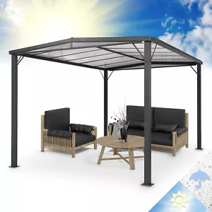 Pergola Vordach Terrasse Pavillon Garten Sonnen Windschutz 3x4 m Aluminium Grau - Bild 1 von 7