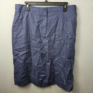 L.L. Bean Skirt Woman’s Size 16 Petite Blue Basic Fit Straight Linen - Picture 1 of 6