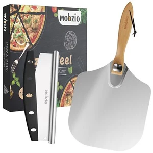 Pizzaschälspachtel mit Pizzaschneider Wippe für Teig Brot Gebäck - Bild 1 von 8