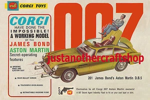 Corgi Juguetes 261 James Bond Aston Martin DB5 1966 A3 Tamaño Cartel Folleto - Imagen 1 de 1