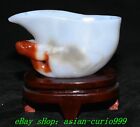 55 Unique Old China Agate Jade Carved Cattle Ox Head Wine Glass Cup Statue