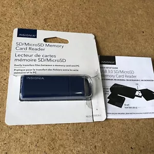 Insignia USB 3.0 Memory Card Adapter Reader 2in1 For SD Micro SD SDHC SDXC MMC - Picture 1 of 5