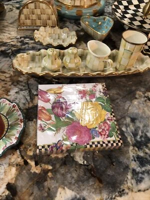 MacKenzie-Childs Flower Market-White Dinner Paper Napkins. 20/PKG