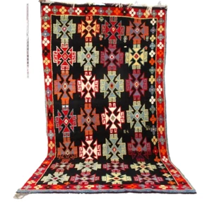 Old Vintage Handmade Moroccan Rug Geometric Kilim Wool Tribal Berber Carpet 11x6 - Picture 1 of 24