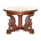 FINE ANTIQUE FRENCH NEOCLASSICAL MAHOGANY CENTRE TABLE WITH SPHINX PILLARED BASE