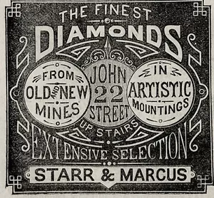ANUNCIO IMPRESO DE JOYERO HERMAN MARCUS, DIAMANTES ESTRELLADOS Y MARCUS Theodore B. Star - Imagen 1 de 1