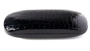 NEW Alligator Crocodile Print Leather Look Black Hard Eyeglasses Glasses Case 11