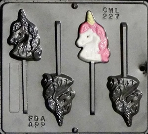 Molde de caramelo de chocolate piruleta cabeza de unicornio 227 NUEVO - Imagen 1 de 2
