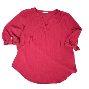 Maurices Burgundy 3/4 Sleeve V-Neck Tunic Top Blouse Size M - Picture 1 of 4