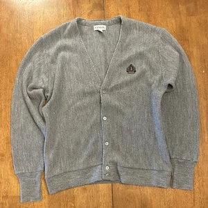 Vintage 90s IZOD Cardigan Sweater Men’s XL Gray Preppy Grandpa - Picture 1 of 8