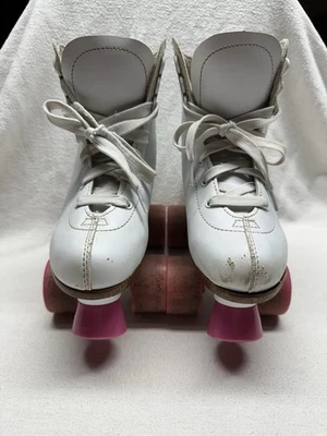 Niños Niñas Chicago 400 Cuádruple Blanco Rosa Patines Talla 1 Foto 1 de 4