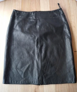 Jacqui E Genuine Soft Lambskin Leather Pencil Skirt Black Size 16 Midi Classic - Bild 1 von 7