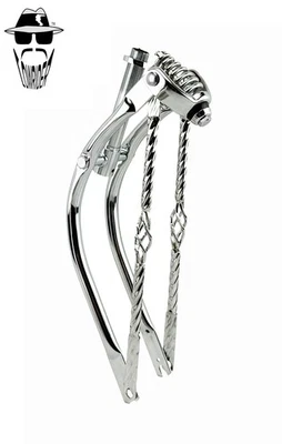 Original Lowrider 20" Bent 1" Chrome Suspension Retro Fork w/Cage Twisted Bars - Image 1 of 3