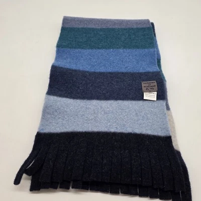 Bufanda a rayas Lochaven Of Scotland 100 % pura lana nueva azul/gris/verde Foto 1 de 4