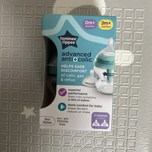 Tommee Tippee Advanced Anti-Colic Baby Bottle 5 Ounce Bottle New 0m+3m+ 2nipples - Picture 1 of 4