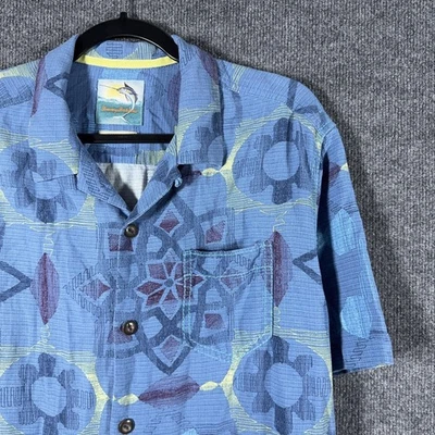 Tommy Bahama Shirt Mens Large Blue 100% Silk Hawaiian Aloha Camp Short Sleeve - Image 1 of 4