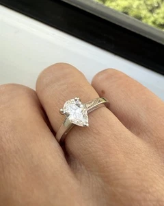 BVLGARI Pear Shaped Diamond Engagement Ring 0.5ct - Picture 1 of 11