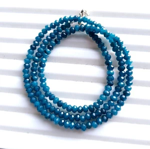 Collana di perline zaffiro blu, rondelle sfaccettate 4 mm, perle pietre preziose, perline blu - Foto 1 di 4