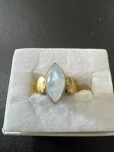 Brass Ring Size 7 White Stone - Picture 1 of 10