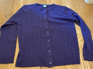Sara Morgan Purple Cable Knit Cardigan Sweater S Acrylic 90s Button Women's - Picture 1 of 7