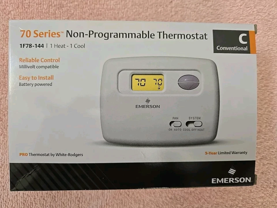 NEW Emerson White-Rodgers 1F78-144 70 Series Non-Programmable Thermostat, 1H/1C - Image 1 of 1