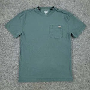 Dickies Shirt Men's Small Green Crew Neck Short Sleeve Logo Patch Pocket Adult S - Picture 1 of 14
