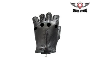 Womens Leather Fingerless Riding Gloves - Picture 1 of 3