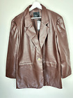 Vero Moda Women's L Olivia Longline Loose Fit Faux Leather Blazer Jacket Brown