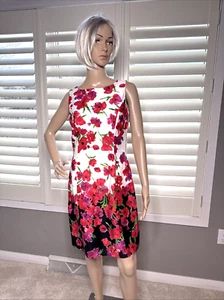 Chaps Dress Sz 6 Floral Spring Summer 97% Cotton - Picture 1 of 12