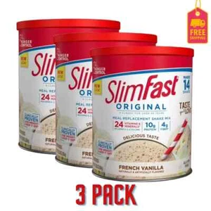 New (3 pack) SlimFast Original Meal Replacement Shake Powder, French Vanilla - Picture 1 of 1