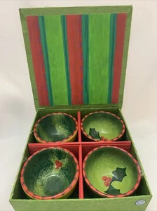 Dept 56 Boxed Set Of 4 Holiday Christmas Condiment Bowl Heavy Never Used Vintage - Picture 1 of 9