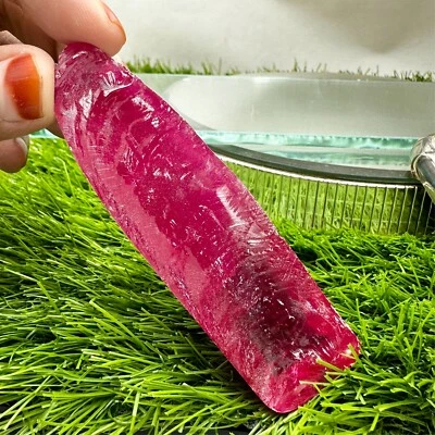 LAB CREATED 74.54 GRAM EXCELLENT RUBY #3 ROUGH CORUNDUM (Half Boule) GEMSTONE - Image 1 of 3