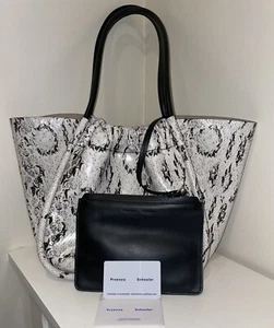 PROENZA SCHOULER Large Ruched Tote Shoulder Handbag, Calfskin Snakeskin - Picture 1 of 4