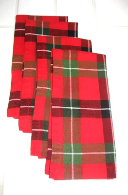 Crate and Barrel Cheers Plaid Napkins - Red, Green & Black Plaid - Image 1 of 2