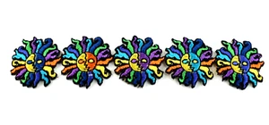 Sun Celestial Patch Row of 5 Embroidered Cut To Fit Iron On Sew On Patches - Picture 1 of 1