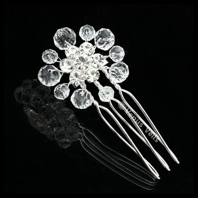 2 piezas peine de pelo hecho a mano con cuentas de cristal de diamantes de imitación flor boda BH082 Foto 1 de 4